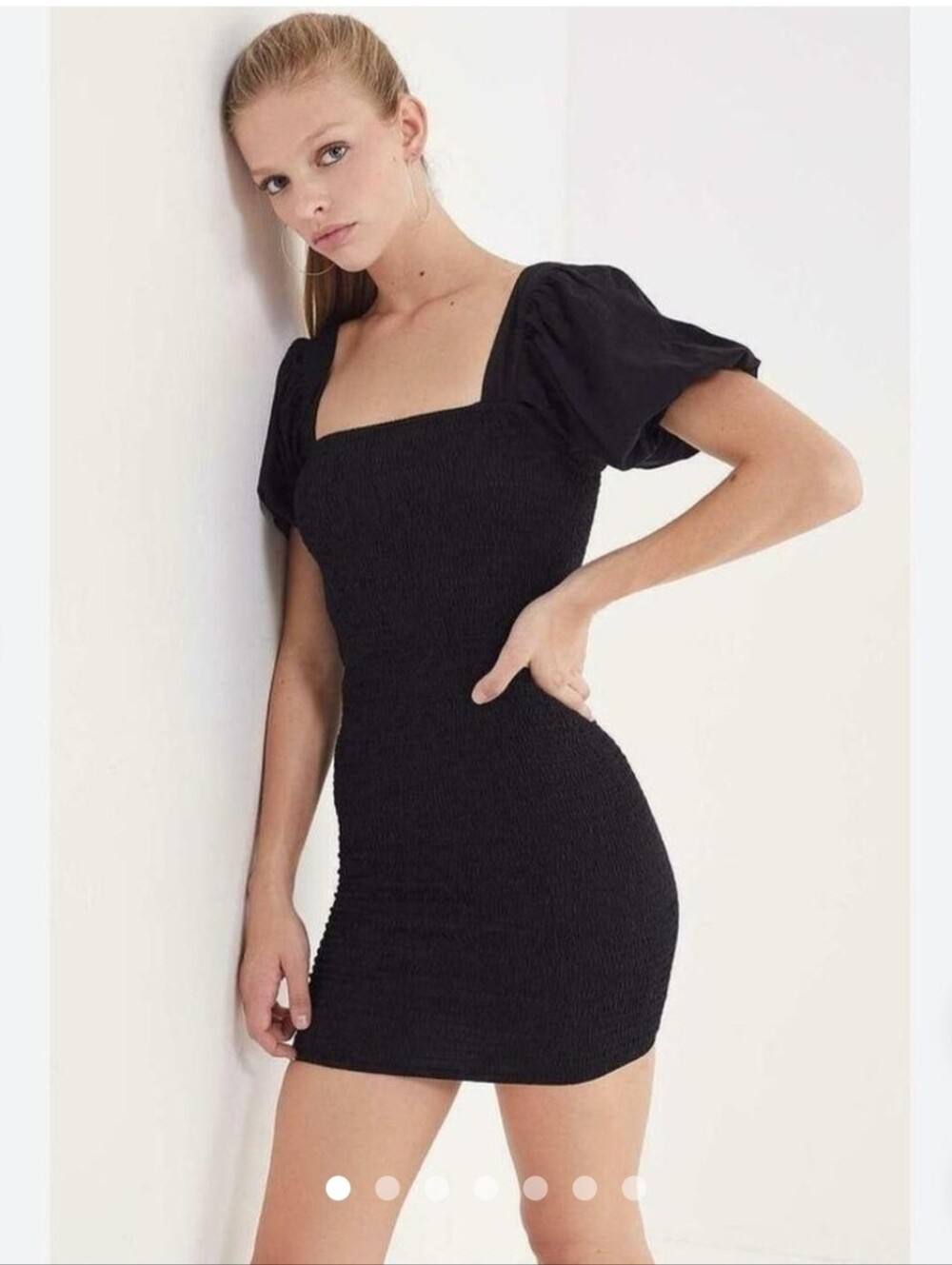Urban Outfitters Black Puff Sleeve Smocked Dress XS